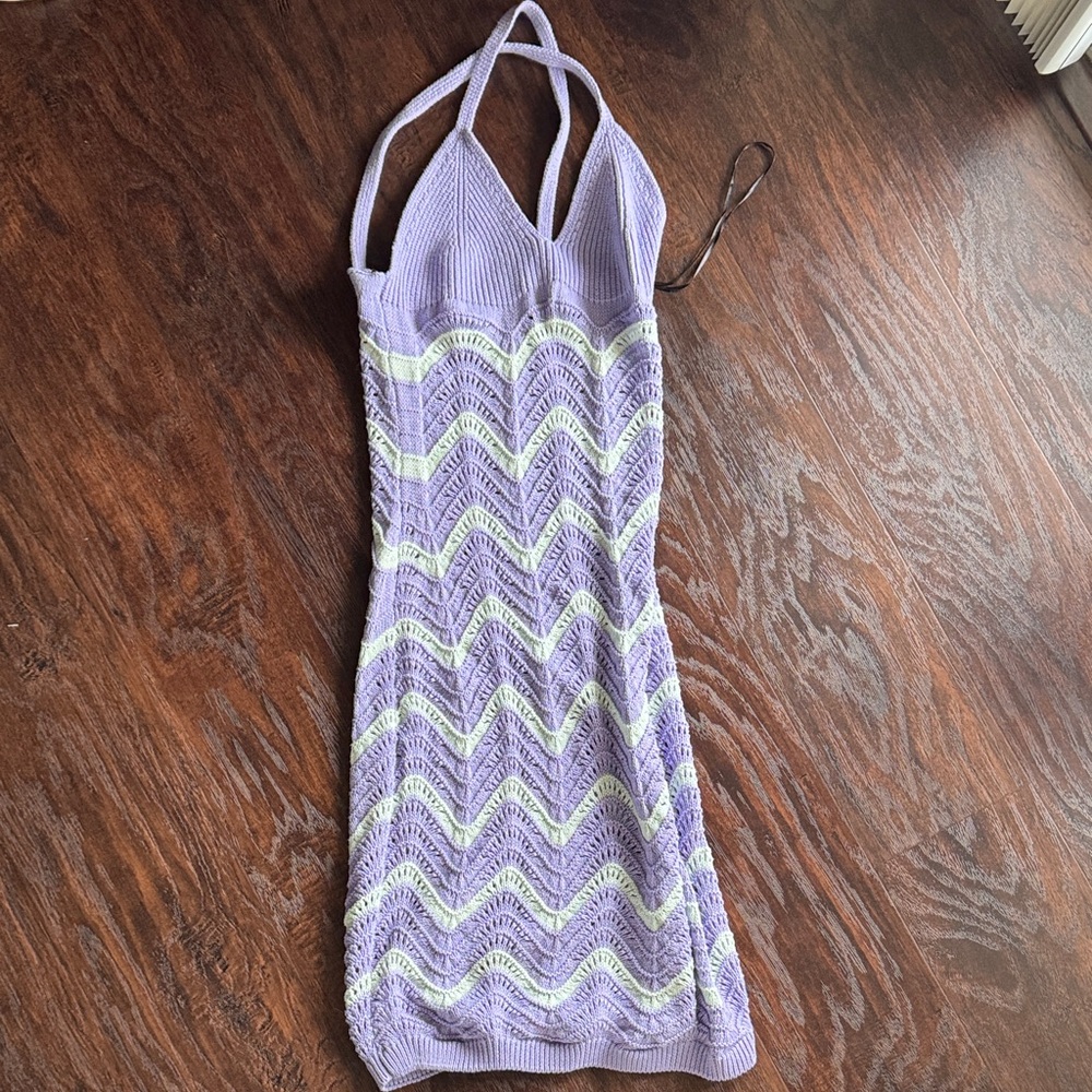 H&M Purple and White Midi Dress